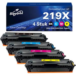 Superprint 219X Toner Geschikt voor HP 219A 219X - Multipack 4 Toners -zonder chip - Huismerk Voordeelbundel