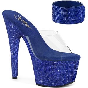 Pleaser - BEJEWELED-712RS Muiltjes - US 7 - 37 Shoes - Transparant/Blauw