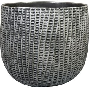 Ter Steege Bloempot/plantenpot - binnen - zwart/metaal look - D30/H26 cm - cement