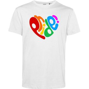 T-shirt Pride Hart | Gay pride shirt kleding | Regenboog kleuren | LGBTQ | Wit | maat 4XL