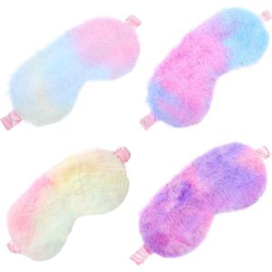 Slaapmasker set voor kinderen - 4 stuks - Pluche en kleurrijk - Reizen en slapen