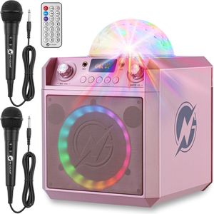N-GEAR Block Party 602 XL - Karaoke Set - 2 Microfoons - Bluetooth - Roze