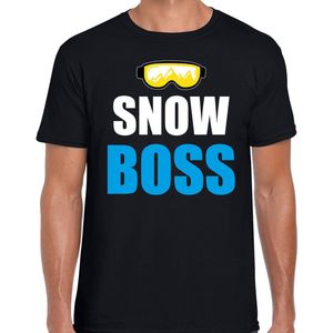 Apres ski t-shirt Snow Boss / sneeuw baas zwart  heren - Wintersport shirt - Foute apres ski outfit/ kleding/ verkleedkleding S