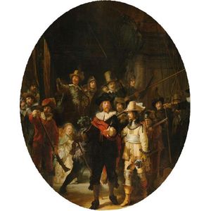 De Nachtwacht, Rembrandt van Rijn - Foto op Behangcirkel - ⌀ 120 cm