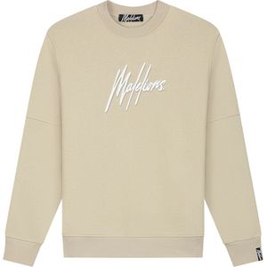 Malelions Duo Essentials Sweater Heren Beige/Wit - Maat: M