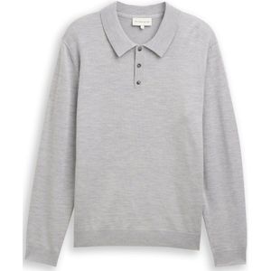 Tom Tailor - 1048790 - Polotrui - Lichtgrijs - Regular Fit - 56% Wol/44% Katoen