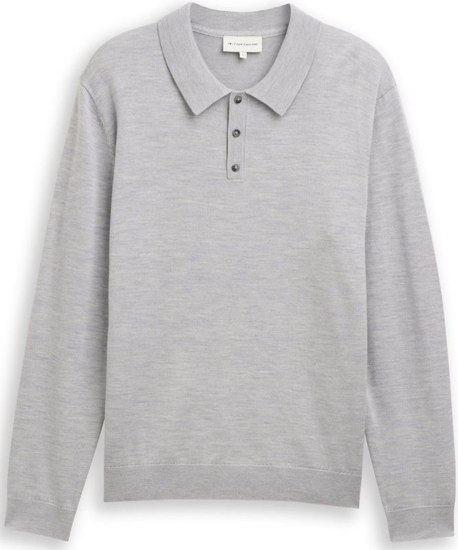 Tom Tailor - 1048790 - Polotrui - Lichtgrijs - Regular Fit - 56% Wol/44% Katoen