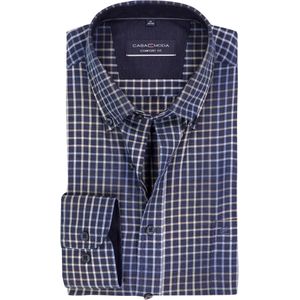 CASA MODA - Sport Comfort Fit - Overhemd - Blauw met Wit en Groen Geruit - Strijkvriendelijk