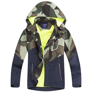 Waterdichte jongensregenjas met camouflageprint en afneembare capuchon
