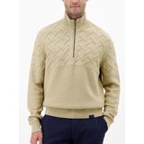 Lerros - Gebreide Trui - Tender Beige Melange - Met Rits en Opstaande Kraag