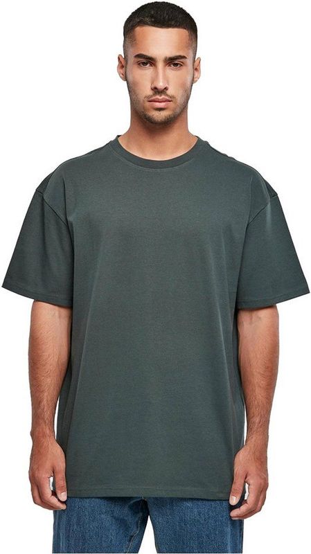 Build Your Brand Heren T-shirt Heavy Oversize Tee, Basic T-shirt voor mannen, oversized fit, katoen, groen (bottle green), 5XL