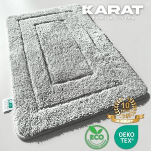 FLOORDIREKT Badmat Atlantis - Rechthoekig - Anti-Slip Achterkant - Modern Badkamermat - Zilvergrijs - 40 x 60 cm