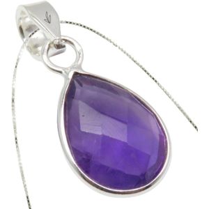 Natuursieraad - 925 sterling zilver amethist ketting - natuursteen edelsteen sieraad - handgemaakt