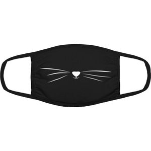 Katten mondkapje | cat | dieren | grappig | gezichtsmasker | bescherming | bedrukt | logo | Zwart mondmasker van katoen, uitwasbaar & herbruikbaar. Geschikt voor OV