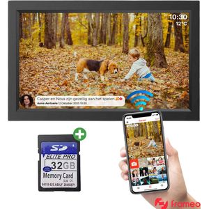 CASIVO® Digitale Fotolijst 15.6 Inch Full HD 1080p - WiFi & Frameo App - Touchscreen & Fotokader - Inclusief 32GB SD-Kaart - Zwart - Het Ideale Cadeau!