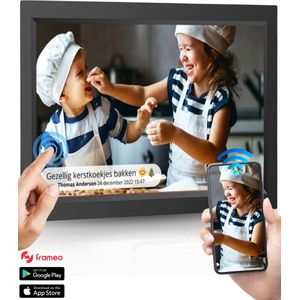 CASIVO Premium Digitale fotolijst met WiFi en Frameo App – Fotokader 15.6 inch – HD IPS Display - Micro SD - Touchscreen - Zwart