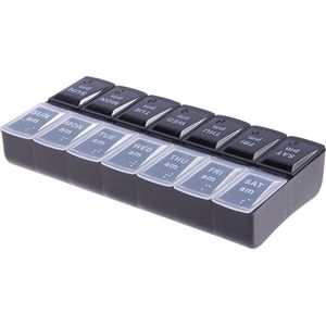 Pillendoosje - Zwart/Transparant - Medicijn Doosje - 14 Compartimenten - Dagindeling