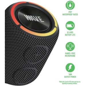 Wave | Draadloze Bluetooth Speaker 16W | Muziekbox met RGB Lichtshow | Compacte Speaker met Rijke Bass | 6 Uur Speeltijd | Zwart