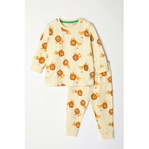 Woody pyjama baby jongens - ecru - leeuwenprint - 241-10-PLC-Z/913 - maat 68