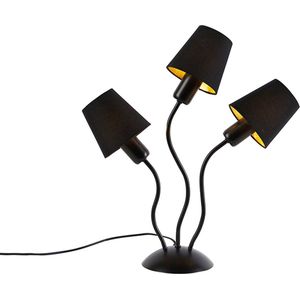 QAZQA wimme - Design Tafellamp met kap - 3 lichts - H 51 cm - Zwart - Woonkamers-sSlaapkamers-sKeuken