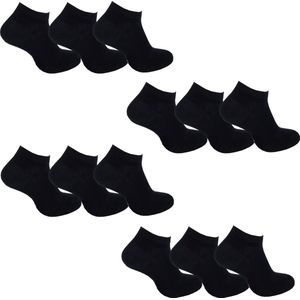 WeirdoSox Bamboe Sokken 12 paar - Enkelsokken Heren & Dames - Zwart - Maat 35-40 - Naadloos | Vochtregulerend | Anti-bacterieel
