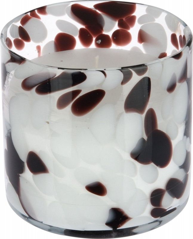 Kaars - Glas - 10 cm - Wit en Bruin