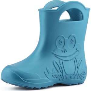 Ladeheid LA-CA-Frog Kinder Regenlaarzen - Rubber - Licht - EVA - Blauw Metallic - 28/29