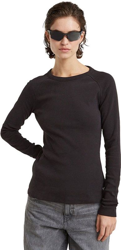 G-star Keyhole T-shirt Met Lange Mouwen Zwart S Vrouw