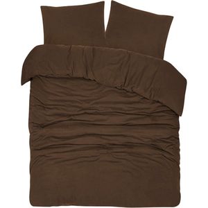 DoubleDry - Dekbedovertrek - Bruin - 100% Katoen - Lits Jumeaux 240x200/220 cm + 2 Kussenslopen