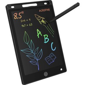 Tekentablet kinderen - 8,5 inch, Zwart met kleurenscherm - Drawing tablet, Grafische tablet, LCD tekentablet - ACROPAQ