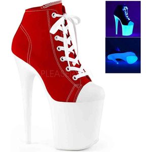 Pleaser - FLAMINGO-800SK-02 Plateau Laarzen, Paaldans schoenen - Paaldans schoenen - 37 Shoes - Rood