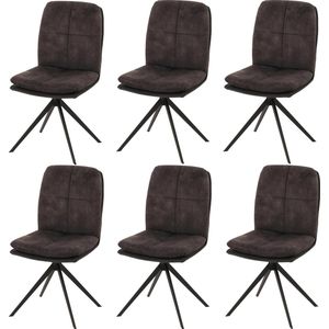 Set van 6 eetkamerstoelen MCW-M68, keukenstoel fauteuil, draaibare autostand, metaal stof/textiel ~ donkergrijs