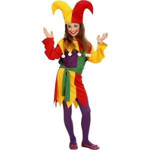 Widmann - Clown & Nar Kostuum - Hofnar Jolly Joker Kind Kostuum Meisje - Multicolor - Maat 128 - Carnavalskleding - Verkleedkleding