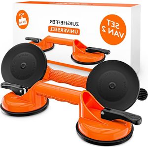 Tegeltiller – Tot 120 KG - Tegeldrager – Verpakking van 2 - Tegellifter - Tegeltiller Vacuum - Tegel zuignap – Voor Tegels, Laminaat, Ramen En Glas