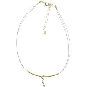 Behave Ketting - minimalistische ketting - zilver en goud kleur - abstract - 40 cm
