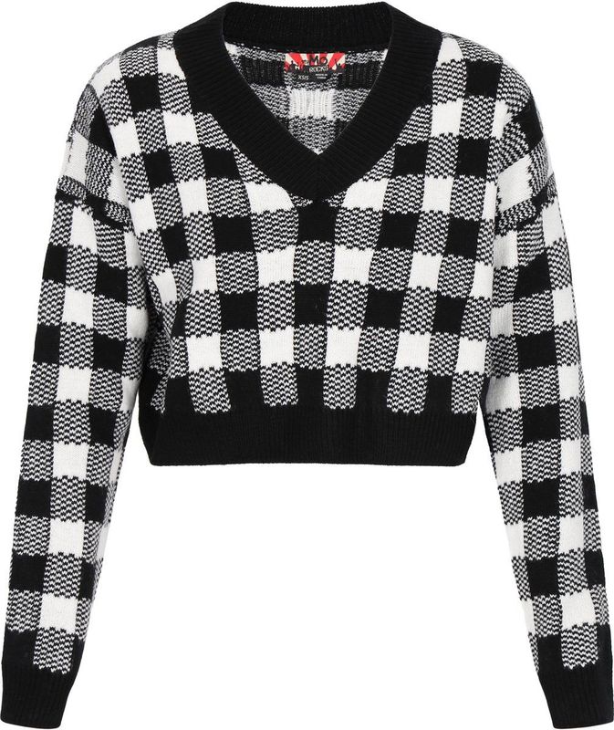 myMo - ROCKS - Trui - Zwart/Wit - V-hals - Lange Mouw