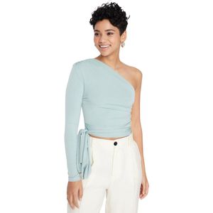 Trendyol Bruine Slanke Elastische Gebreide Blouse Met Enkele Mouw En Strikdetail Twoaw23Bz00094
