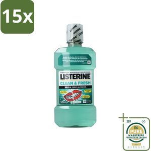 15 x Listerine – Mondwater – Clean & Fresh – Zonder alcohol – 500 ml - Grootverpakking - Koffie - Koffiezetapparaat - Koffiezetapparaat