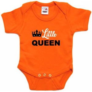 Little queen Koningsdag romper met kroontje oranje - babys - Kingsday baby rompers / kleding 80