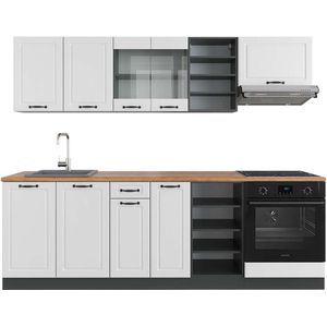 Vicco R-Line Complete keukeneenheid – 240 cm , WB Eik Landhuis wit/antraciet , WB Eik