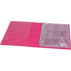 Verzamelmap Deluxe voor speelkaarten en tradingcards - 10 Insteekhoezen - Duimgreep - Roze - 180 kaartjes - Map - Binder - Plamo - Plastic Modern