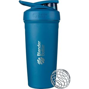 BLENDERBOTTLE | Strada Insulated Staal BLAUW. 24 uur een koude shake! 710 ML. Unieke shakebeker van BlenderBottle. Jouw shake gegarandeerd zonder klonten door BlenderBall van chirurgisch staal en ronde onderkant.