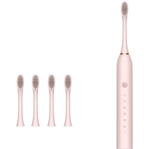 Vitdipy - Elektrische Tandenborstel - met 4 tandenborstelkoppen - Sonische - Wittere tanden - Geschikt voor volwassenen - Gevoelige tanden - Roze