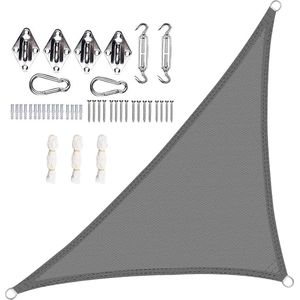 Zonnezeil driehoekig 36 x 36 x 51 m HDPE ademend zonnedak uv-bescherming bevestigingsset - Driehoekige zonwering Shade Sail