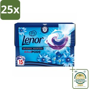 25 x Lenor - Wasmiddel Pods - Universeel - Zeebries - 15 Wasbeurten - Grootverpakking - Zeebries Waspod - Waspod - Wasmiddel Pod - Reinigingspod - Frisheid Was