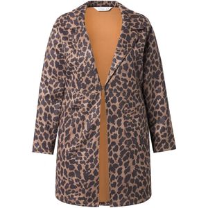 MIAMODA - Dames - Blazerjas suède leoprint haaksluiting - Kameel - Maat 42