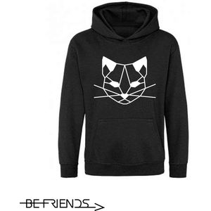 Be Friends Hoodie - Kat - Kinderen - Zwart - Maat 1-2 jaar