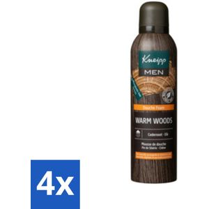 4 x Kneipp - Douche schuim - Men - Warm Woods - Warme houtgeur - 200 ml - Douche Foam - Mannen - Natuurlijke Verzorging - Houtgeur - Cedernoot