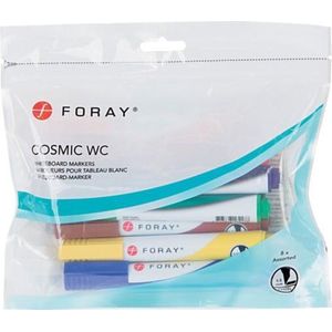 8 x  Whiteboardmarkers Beitel  ( Foray Cosmic WC ) Zwart, blauw, rood, groen, geel, oranje, bruin, paars