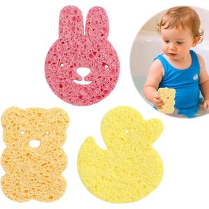 Zachte badsponzen voor kinderen met schattige cartoonvorm - set van 3 - natuurlijk en veilig - baby's en kinderen - ideaal voor het badderen.